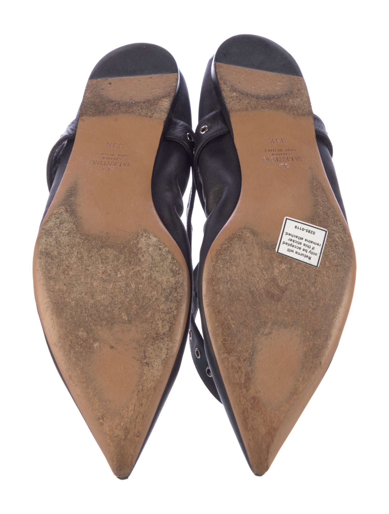 Valentino Leather Eyelet Trim Ballet Flats